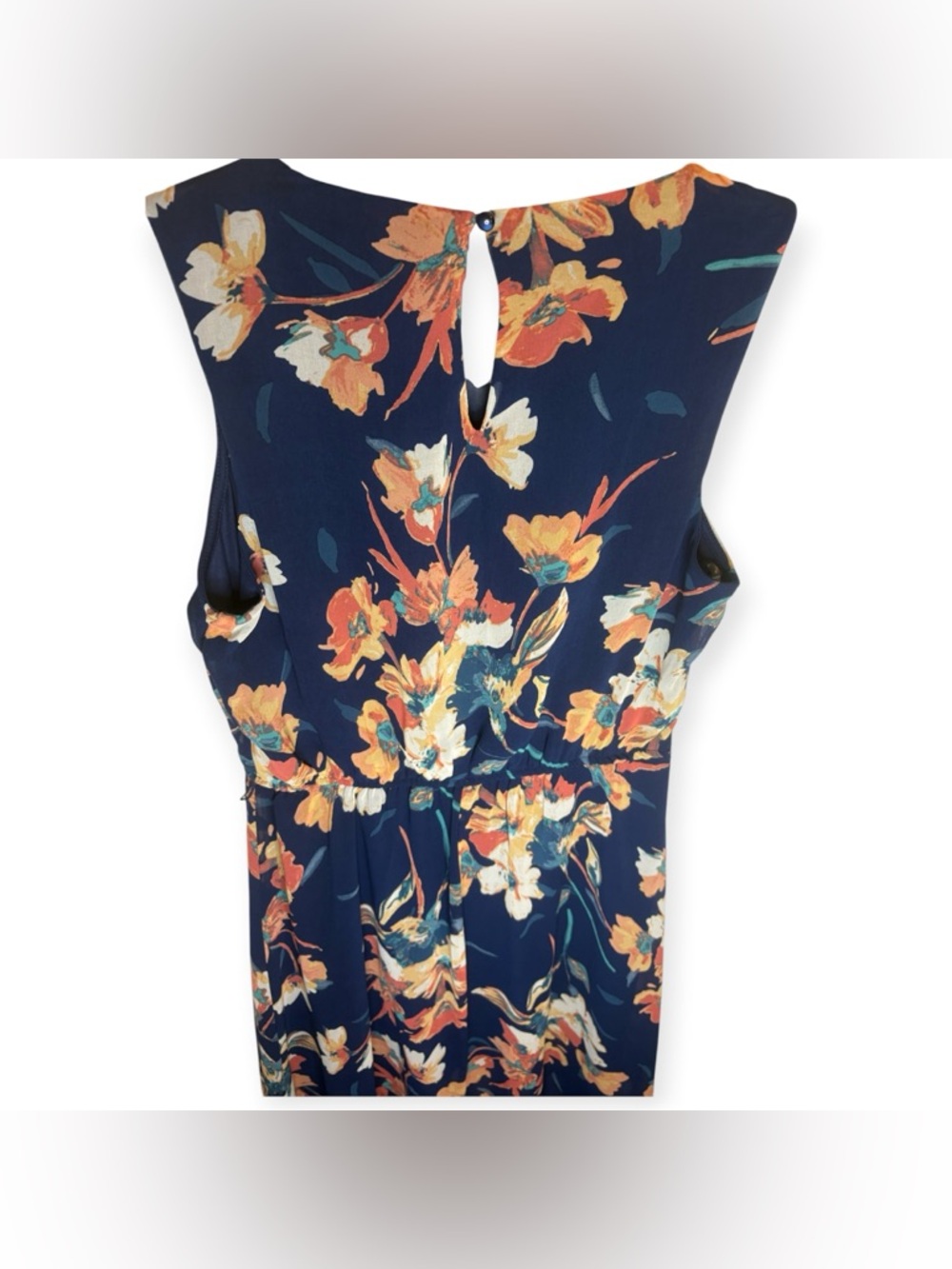 Navy Floral High-Low Sleeveless Dress - Picture 5 of 9